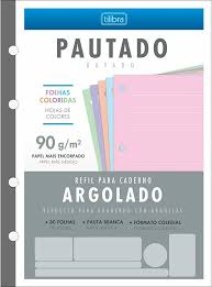 Refil Caderno Argolado Universitário Pautado Colorido 90g/m / Tilibra