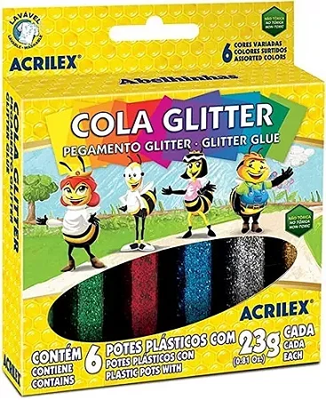 Cola Colorida Com Glitter 6 Cores - ACRILEX