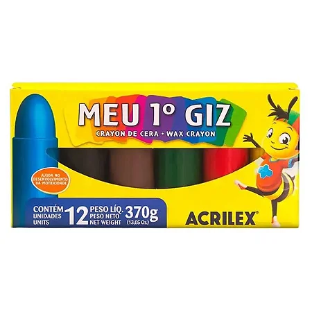 Giz de Cera Meu 1° Giz 12 Cores - ACRILEX