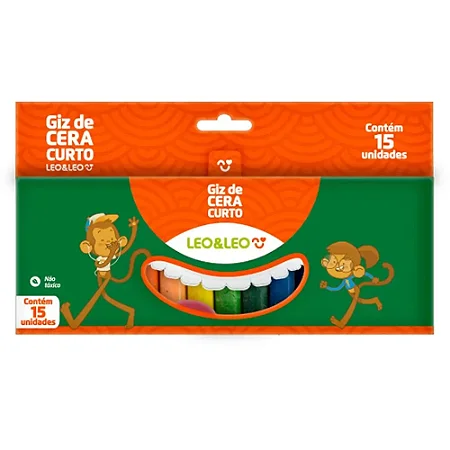 Giz de Cera Curto 15 cores - LEO&LEO