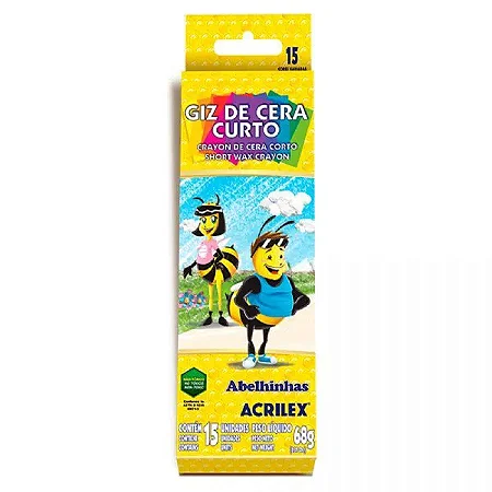 Giz de Cera Curto 15 cores - ACRILEX