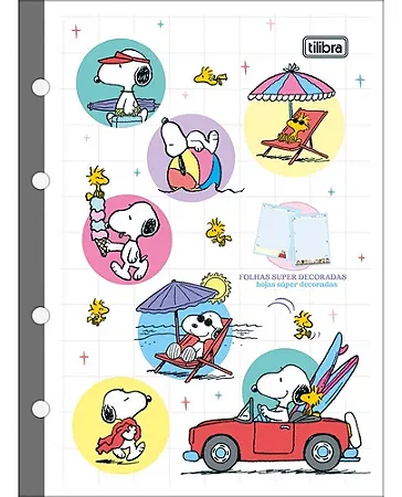 Refil Caderno Argolado Colegial Snoopy - TILIBRA