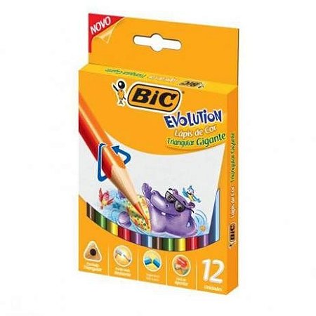 Lápis de Cor Evolution 12 Cores Gigante | Bic