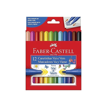Caneta Hidrográfica Vai E Vem 12 Cores | Faber Castell