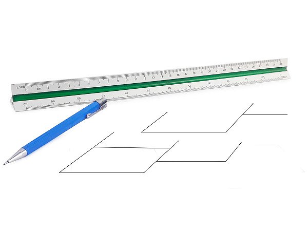 Régua Triangular Escalímetro De Plástico Tamanho 30 cm Escalas Coloridas Para Engenheiro Profissional