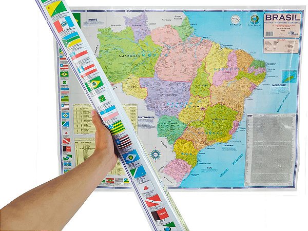 Mapa do Brasil Político Rodoviário e Estatístico Edição Atualizada Marcação Divisão Entre Estados 120x90 cm