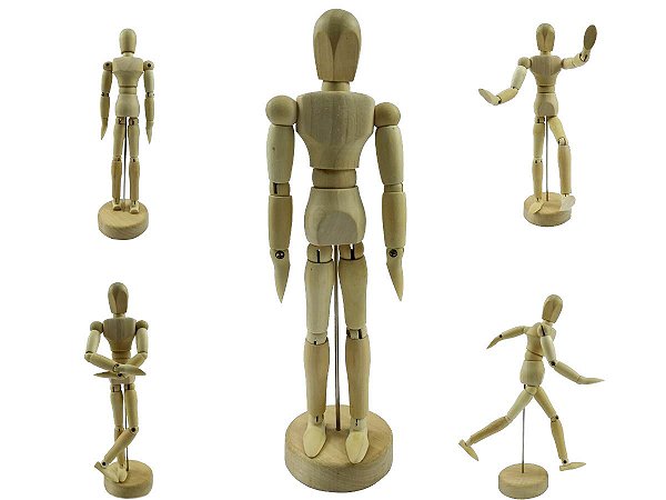 Boneco Articulado Madeira Clara 20cm Para Moda Arte Mangá Manequim