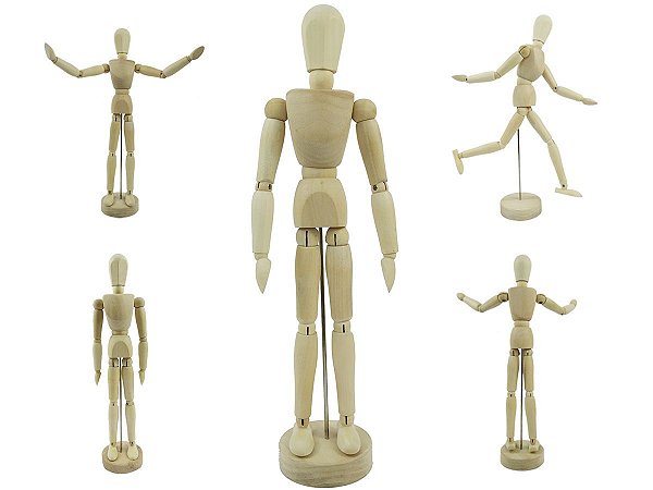 Boneco Articulado Grande 30cm De Madeira Modelo Humano Desenhos Moda Arte