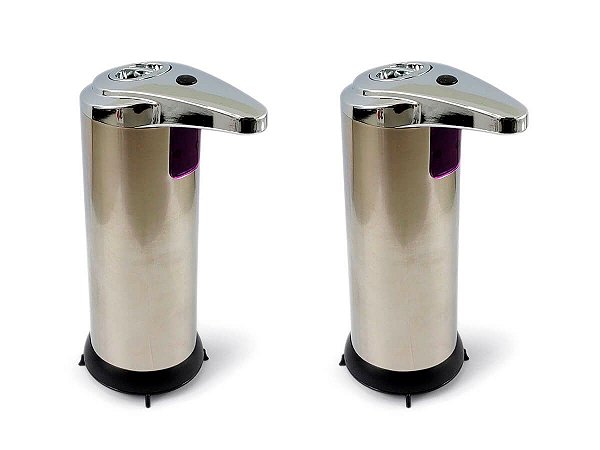 Kit 2 Saboneteira Inox Dispenser De Sabão Liquido Ou Álcool Gel Com Sensor Infravermelho Automática