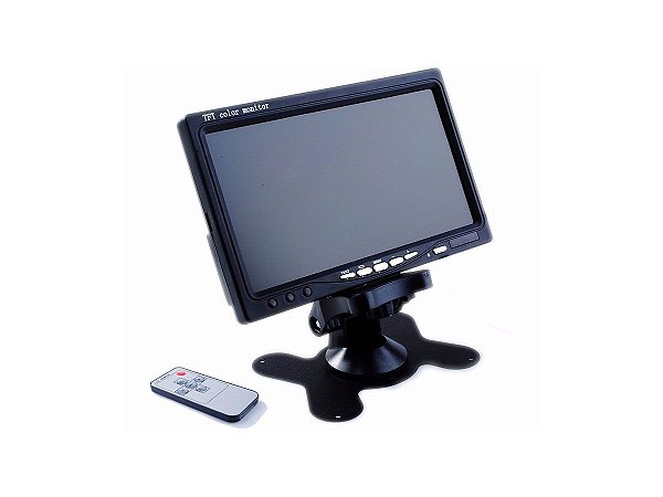 Monitor Tela LCD TFT Digital 7 Polegadas Veicular Com Controle e Suporte Para Câmera de Ré DVD GPS VCD