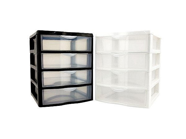 Gaveteiro Pequeno Com 4 Gavetas Organizador Desmontável Modular Plástico de Mesa Nitron BPA Free