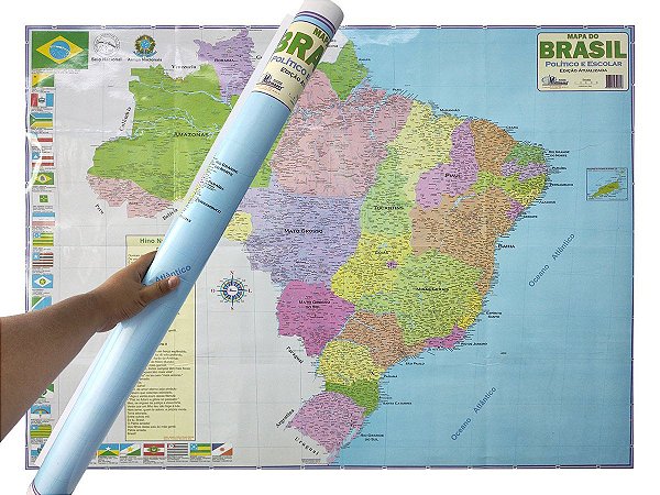 Mapa do Brasil Político e Escolar Edição Atualizada Tamanha Grande