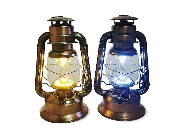Luminária Lampião de Cobre Com Luz de LED de Alto Brilho Controle de Intensidade a 3 Pilhas Tipo D