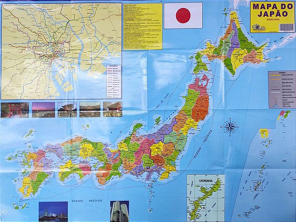 Mapa do Japão Edição Atual Com Rodovias Rotas Marítimas e Linhas de Metro Tokio e Toei 120x90CM