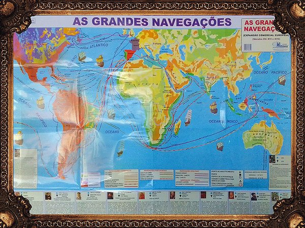 Mapa das Grandes Navegações Na Expansão Comercial Europeia do Século XV a XVII Material Escolar