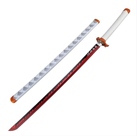 Espada Cosplay Bambu Com Led Demon Slayer Kimetsu No Yaiba Katana Kyojuro Rengoku