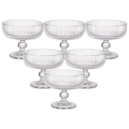 Conjunto de Taças Para Sobremesa 6 Peças Modelo Raye 300ML Cristal Lines Para Suco Água Mesa Posta
