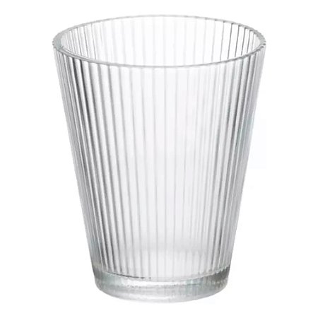Copo de Vidro Para Drinks Line Canelado Transparente Baixo 310ML Linha Cristal Luxo Elegante