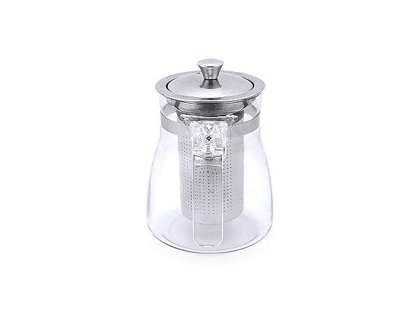 Chaleira de Vidro Com Infosor de Chá Removível em Aço Inox 500ml Linha Luxo Fácil de Limpar