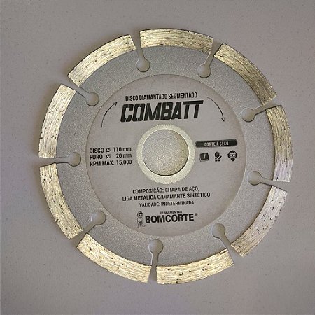 Disco Diamantado 110mm Combatt Segmentado Bomcorte