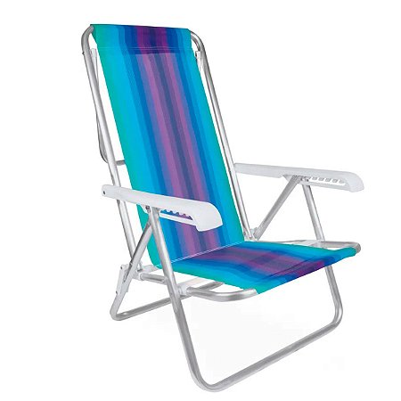 Cadeira de Praia Alumínio 8 Posições (Cores Sortidas) MOR - Hiperlar  Materiais de Construção