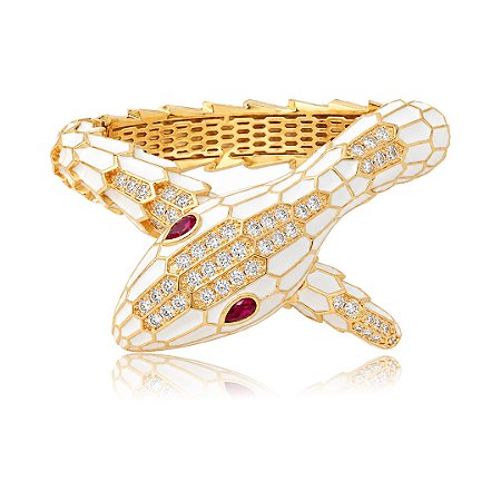 Bracelete de luxo esmaltado com zircônia cristal banho em ouro 18k