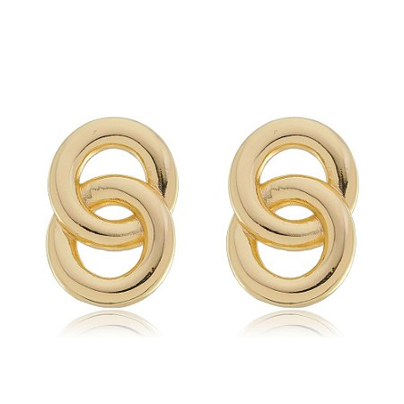 Brinco detalhado liso banho em ouro 18k