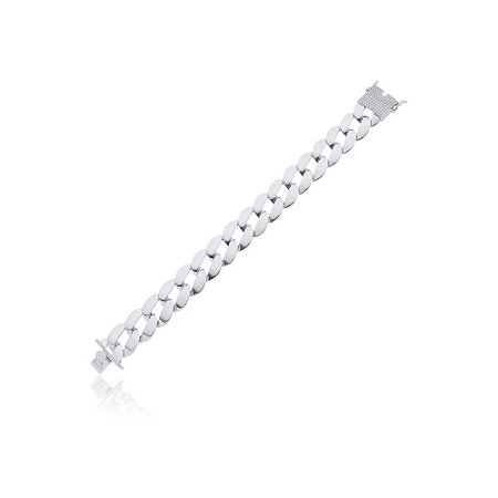 Pulseira de corrente banho em rodio branco