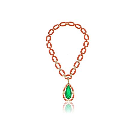 Colar luxo de corrente esmaltado banho em ouro 18k