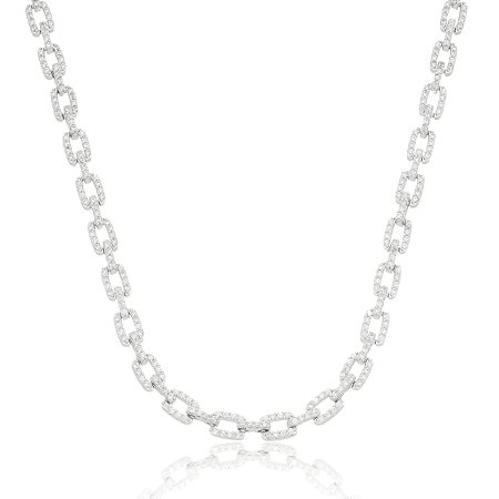Colar de corrente com zirconia banho em rodio branco