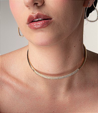 Colar de aro dourado banho em ouro 18k