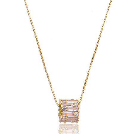 Colar dourado de zirconia banho em ouro 18k
