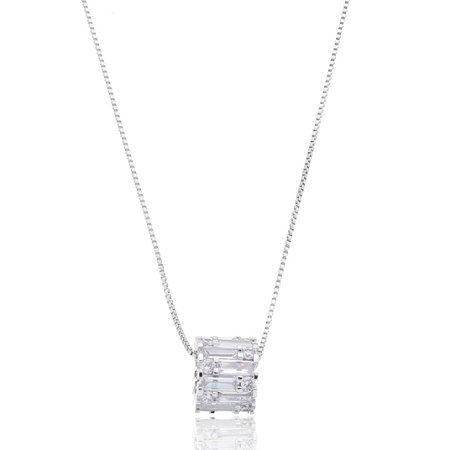 Colar de zirconia banho em rodio branco