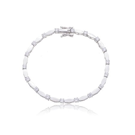 Pulseira de zirconia banho em rodio branco