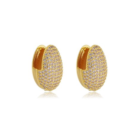 Brinco de base de zirconia banho em ouro 18k