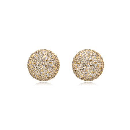 Brinco de base de zirconia banho em ouro 18k