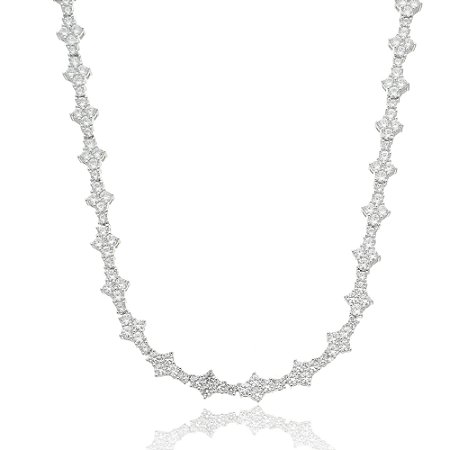 Colar de zirconia cristal banho em rodio branco