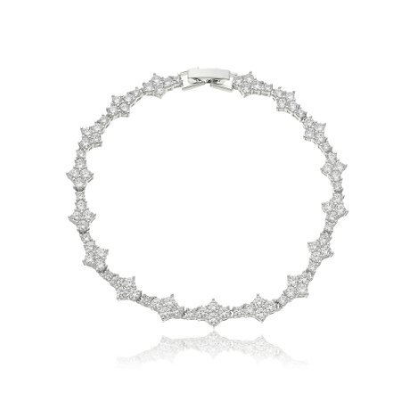 Bracelete de zirconia banho em rodio branco