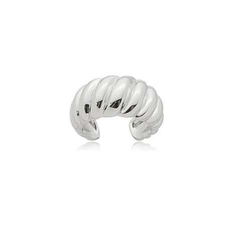 Brinco piercing fake liso banho em rodio branco