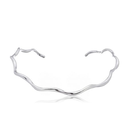 Colar de aro liso banho em rodio branco