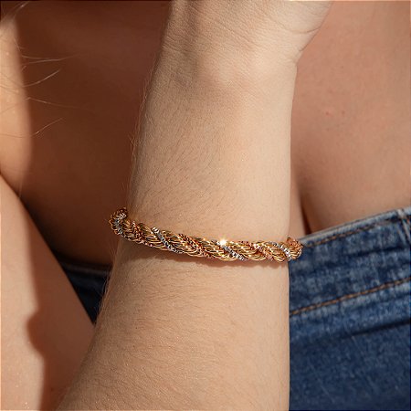 Pulseira cordao baiano dourado banho em ouro 18k