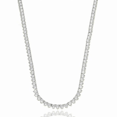 Colar riviera de zirconia banho em rodio branco
