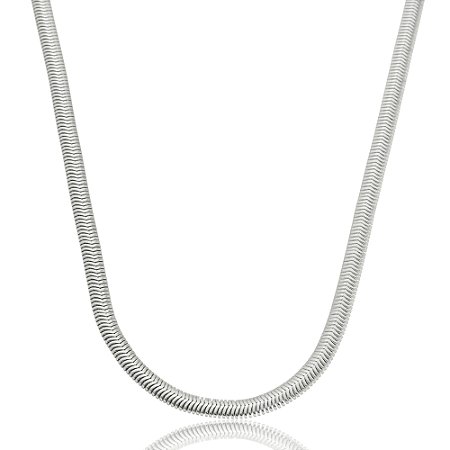 Colar de corrente lisa banho em rodio branco