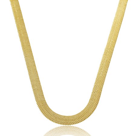 Colar de corrente de malha dourado banho em ouro 18k