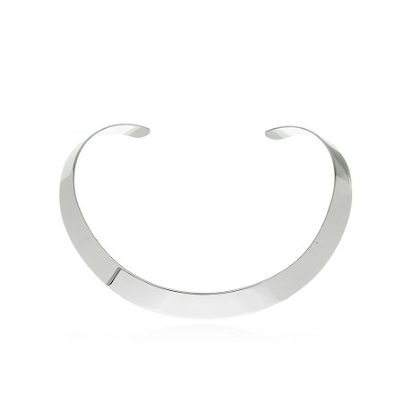Colar de aro liso banho em rodio branco