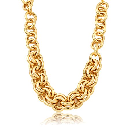 Colar de corrente dourado liso banho em ouro 18k