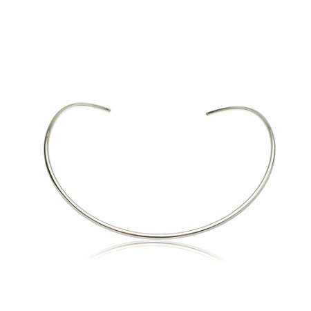 Colar de aro liso banho em rodio branco