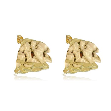 Brinco de argola detalhado dourado banho em ouro 18k