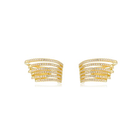 Brinco piercing fake de zirconia banho em ouro 18k