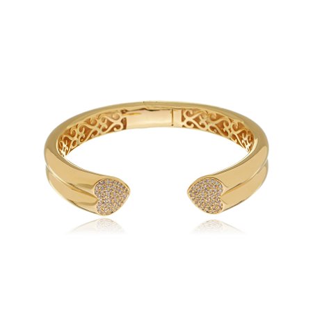 Bracelete dourado com zirconia banho em ouro 18k